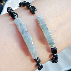 Collection Grade Bamboo Icy Jadeite A-Grade Wu-Ji Bracelet