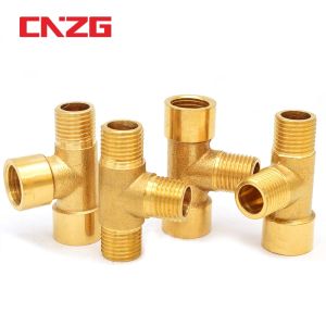 CGdailyToolsMix Brass Pipe Fitting Water Oil Gas Coupler Connector Tee Type Thread Adapter 1/8" 1/4" 3/8" 1/2" BSP