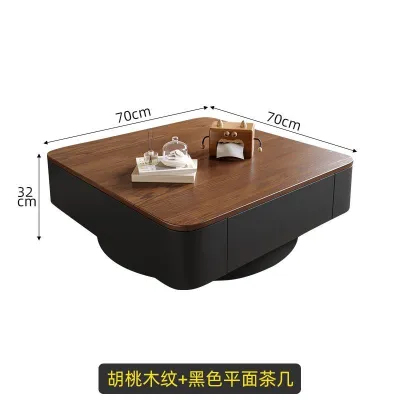 Square stone slab coffee table modern minimalist light luxury living room high-end home use vintage style black tea table minimalist combination.