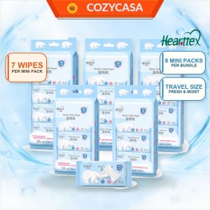 【CozyCasa】 【4/8Packs】心相印Hearttex Pocket Wet Toilet Paper 7 Wipes Mini Moist Tissue for Travel Personal Cleansing