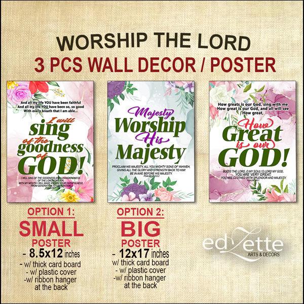 WORSHIP THE LORD 3pcs POSTERS (BIG12X17inches) OR (SMALL8.5X12