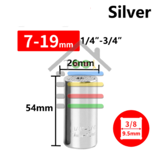 Kepala Soket Kunci Pas GATOR Universal 7-19Mm 1/4 "-3/4"