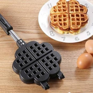 JS SHOP Rectangle Heart Shaped Waffle Iron Non-stick Waffler Double Belgian Waffle Maker Handheld Waffle Maker