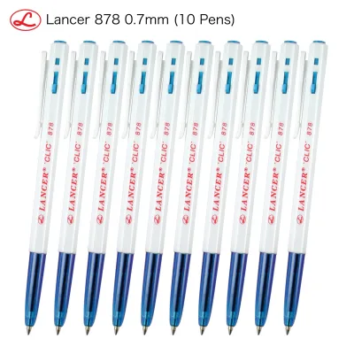 Lancer Clic 878 ปากกาลูกลื่น แลนเซอร์ 0.7mm - หมึกสีน้ำเงิน (แพ็ค 10 ด้าม)