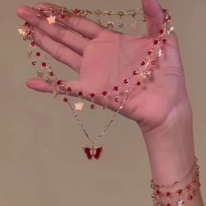 THANKSKY Tua rua Vòng cổ bướm Kim cương giả Zircon Dây chuyền xương đòn Sang trọng Trang sức Vòng Cổ Choker sáng bóng Tiệc tùng
