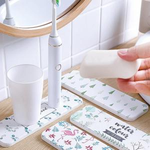 1pcs diatomaceous earth soap mat bracket algae mud mat waterproof pad toilet toothbrush non-slip absorbent high quality diatomaceous earth material random color (22*6.7CM)