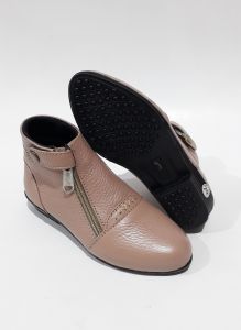 Sepatu Boots Anak Perempuan Krem / Kulit asli model resleting 6 inch ( Usia 3 - 9 tahun )