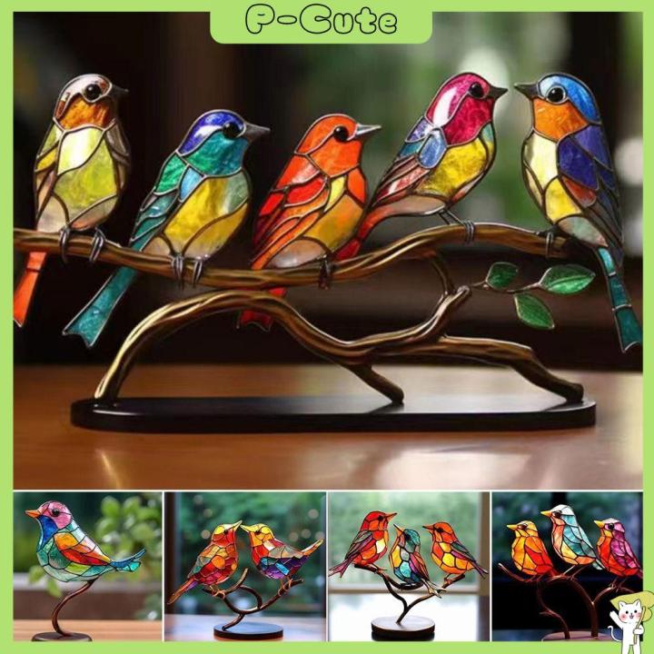 PCUTE Modern Style Acrylic Colorful Birds Ornament Tabletop Bird