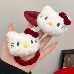 Sanrio Hello Kitty kẹp tóc dễ thương sang trọng Kitty kẹp tóc đỏ cô gái Kẹp Tóc Ngắn phim hoạt hình BB barrettes Phụ kiện tóc
