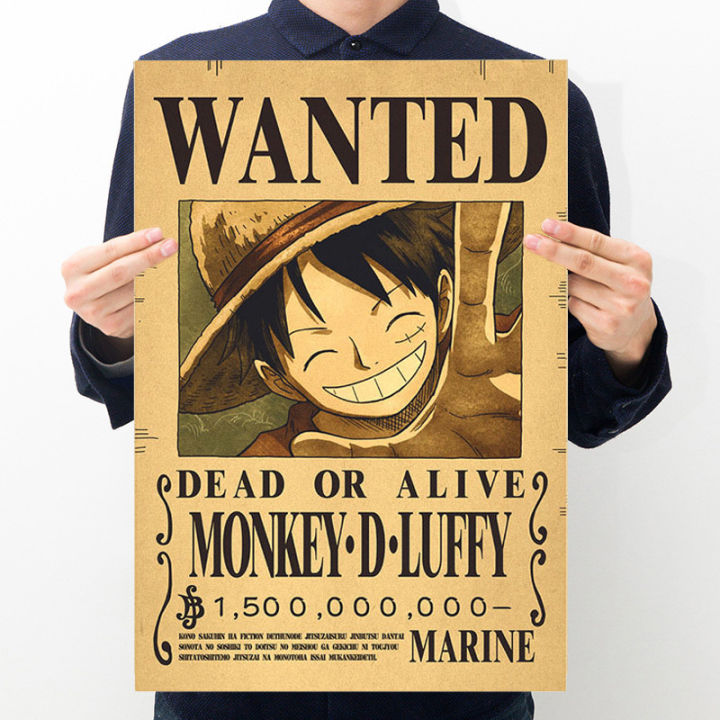 One Piece Wanted Poster One Piece Wallpaper Big Size 42*29cm Vintage One  Piece Poster Wall Decoration Paintings Stickers
