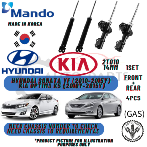 HYUNDAI SONATA YF / KIA OPTIMA K5 (FRONT 2PCS REAR 2PCS)100% MANDO SHOCK ABSORBER 14MM HOLE