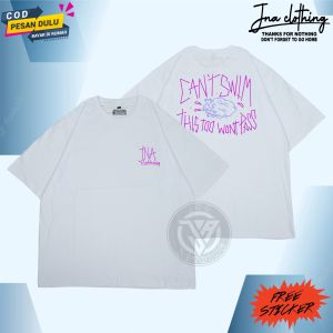 JNA Kaos Putih Oversized Sablon Lilac CANT SWIM Pria & Wanita size M L XL XXL Bahan Tebal Lembut