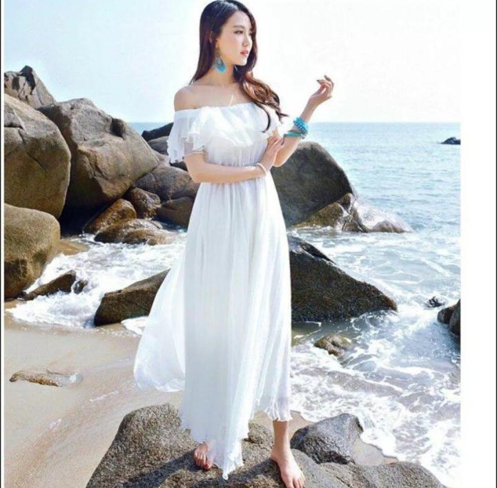 DRESS PANTAI PANJANG WANITA KEKINIAN DRESS SABRINA GAUN PESTA BHN CERUTTY BABYDOLL Lazada Indonesia