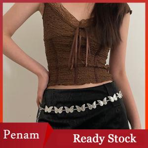 [PAM] Personality Butterfly Waist Chain For Women Girl Simple Punk Metal Belly Belts Chain Body Chain Waistband