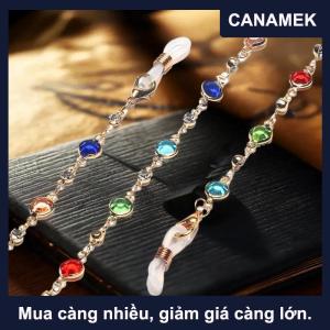 【CANAMEK】 Được làm bằng tay kính chuỗi cho ánh sáng mùa hè sang trọng ngọc trai pha lê màu xanh hải quân treo chuỗi Thời Trang Chống mất mắt chuỗi