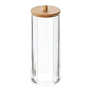 FOUNDTWO Multifunctional with Bamboo Lids Jewelry for Bathroom Accessories Container Storage Bathroom Jars Cotton Ball Dispenser Cotton Swab Holder Qtips Holder