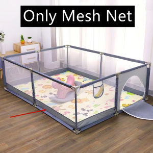 （Mesh not include steel pipes）Baby Fence Barrier Indoor Accessory Baby Safety Fence Baby Playpen for Children Baby Playground for 6 months~6 Years Old Kids Ball Pit Playpen（this is accessory）