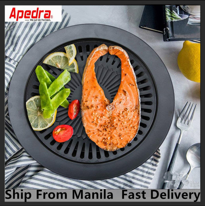 Smokeless Gas Stove Top Round BBQ Plate 13 Inches Non-Stick