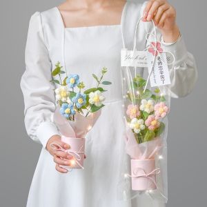 Homemade Crochet Knitted Flower LED Hand-Knitted Bouquet Flowers