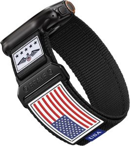 Sport Bands Compatible with Watch Ultra 3 Band 49mm 46mm 45mm 44mm 42mm Men Women Rugged Nylon Loop Strap with Durable Metal Stars-Stripes Flag for iWatch Ultra/Series 11 10 9 8 7 6 5 4 SE 3 2