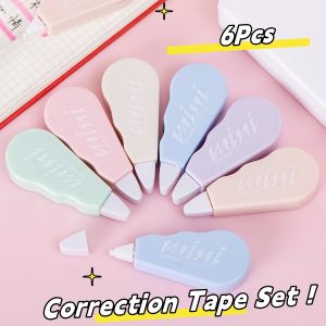 24M Correction Tape Set With Zipper Pouch Morandi 6Pcs/Pack Mini Correction Supplies Stationery
