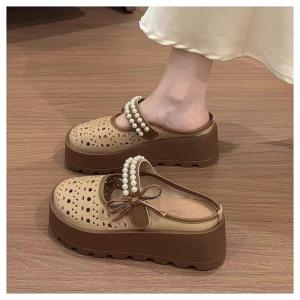 [Free Shipping] 2026 Thick-Soled Hollow Sandals For Women New Summer Outdoor Style Versatile And Breathable Slip-On Lazy Clogs