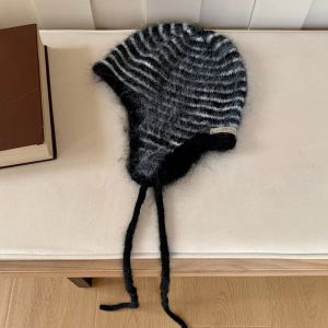 PHANT Rabbit Fur Earflap Hat Plush Korean Style Knitted Hat Casual Cold Proof Ear Cap Girls