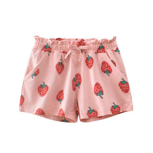 1-9 Years Kids Home Shorts Girls Cotton Outer Wear Printed Shorts Korean Casual Sports Shorts Pink