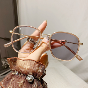 CHARMRAY Korean Style Anti Blue Light Photochromic Glasses Womens Large Frame Ultra Light Frame Computer Glasses