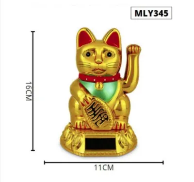 Pajangan Lucky Cat Pajangan Solar Kucing Hoki Goyang Tangan Patung Hiasan Kucing Pemanggil Rejeki