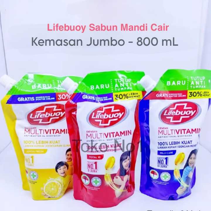 LIFEBUOY BODY WASH CAIR ANTI BAKTERI - SABUN MANDI CAIR ISI ULANG KEMASAN BARU 400mL & 800mL