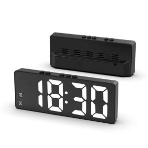 1PC LED Mirror Table Alarm Clock Night Light Mirror Clock Ins Desktop Clock Imetable Table Decoration