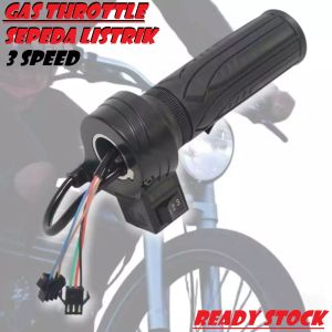 Throttle Gas Sepeda Listrik Ebike Escooter Handle Grip Kanan Throttle Akslerasi Spontan Tombol Akselerator 3 Speed Gear Kecepatan