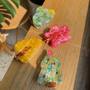 GFUTY อะคริลิค เครื่องประดับผมคริสต์มาส แคคตัส ใบเมเปิ้ล แปะก๊วย Headwear ตลกๆ ต้นคริสมาสต์ ที่ติดผมรูปการ์ตูน สาวๆ