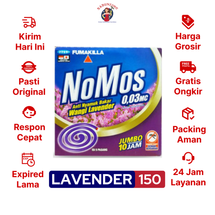Obat Nyamuk Bakar Nomos Lavender Anti DBD Jumbo 10 Jam 150 Gr