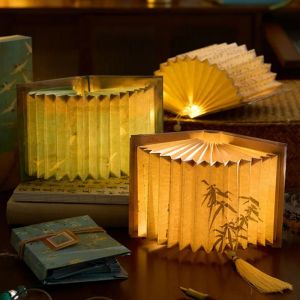 UMBRAULI Fan Shaped DIY Book Lamp 3D Stereoscopic Ancient Style Folding Night Light Famous Paintings Handmade Art Book Light Material Kit  Decoration