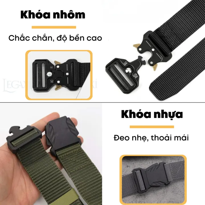 Thắt Lưng Nylon Khóa Nhôm Chống Gỉ Tháo Lắp Nhanh Phong Cách Quân Đội Cho Nam Nữ