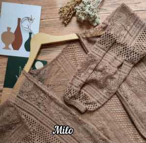 Outer Brokat Kondangan Kekinian Cardigan Wanita Panjang Lengan Balon Bahan Brokat Premium
