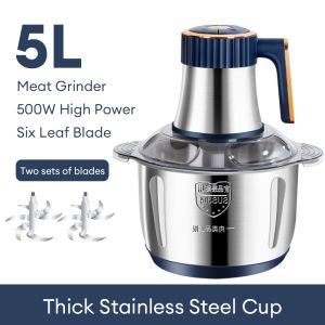 // 【5L】Multi-function Garlic Crusher Food Machine Automatic Stainless Steel Mince Mince Mixing Machine Meat Grinder Household Electric Small Mixer 绞肉机