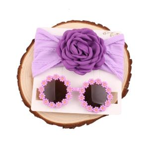 Cô Gái phụ kiện chụp ảnh Kính Mát Và Hairband Set Đàn Hồi Mũ Chụp Ảnh Đạo Cụ Cho 0-3 Năm Trẻ Sơ Sinh