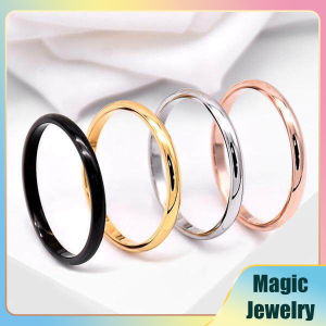 3-9 สมิทธิวิเคราะห์: แหวนคู่บาง2มม. สแตนเลสที่น่ารัก สำหรับผู้หญิงและผู้ชาย นิ้วเพื่อให้กับลูกค้า 30 กรัม