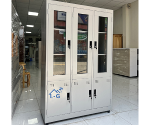 TỦ HỒ SƠ SẮT TĨNH ĐIỆN 3 CÁNH KÍNH 3 CÁNH MỞ CHO VĂN PHÒNG GIAO NHANH