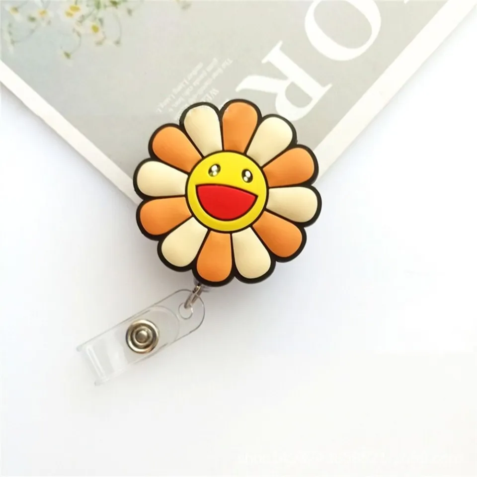 WENQI lanyard card holder photocard holder PVC Cute Sunflower Students Keys  Lanyard Work Card Clip Retractable Badge Reel Name Card Holder Nurse Badge  Holder ID Card Clips