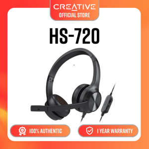 Creative HS-720 V2 - USB Digital Audio On-Ear Headset with Noise-Cancelling Condenser Boom Mic Inline Mic Mute Calls Volume Control and Mic-Monitoring Feature Simple Plug-and-Play for Video Calls Headset for BPO Call Center VAs Virtual Assistant