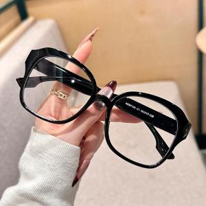 JN IMPRESSION New Fashion Oval Frame Anti-blue Light Glasses Personalized Color Splicing Catwalk Plain Blue Light Blocking Glasses