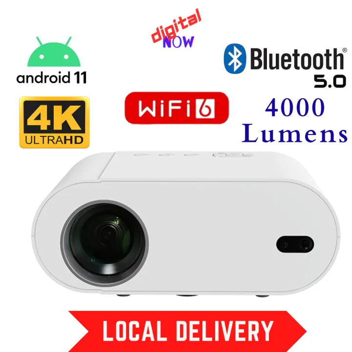 LCD Projector 4K Android 11 WiFi 6 Bluetooth 5 HDMI USB Mini Projector Mini 1080P Android Projector Smart Projector