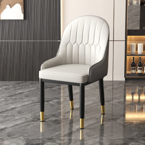 FA เก้าอี้กินข้าว เก้าอี้ทานข้าวหนัง เก้าอี้ วินเทจ PU สไตล์โมเดิร์นและเรียบง่าย โครงเหล็กผิวด้าน แข็งแรงทนทาน