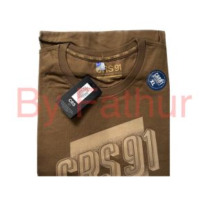 Kaos Casual CRS 91 Distro - Motif Timbul Grafis Pria Warna Solid