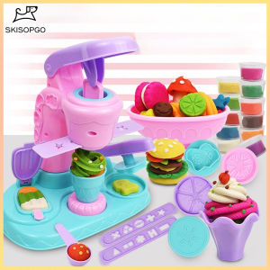 Ice Cream Maker Creative DIY Plasticine Toy Dough Pretend Play Set Clay Plasticine Toy Mud Machine Mainan Tanah Masak-masak