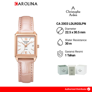 Jam Tangan Wanita Christophe Arden CA 2003 LDLRGSLPN White Dial Pink Leather Strap